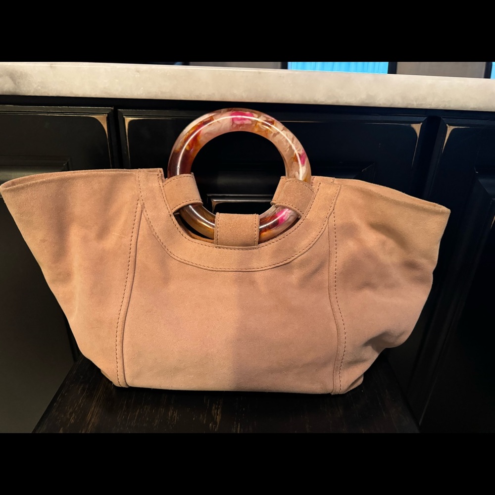 Anthropologie blush pink suede purse